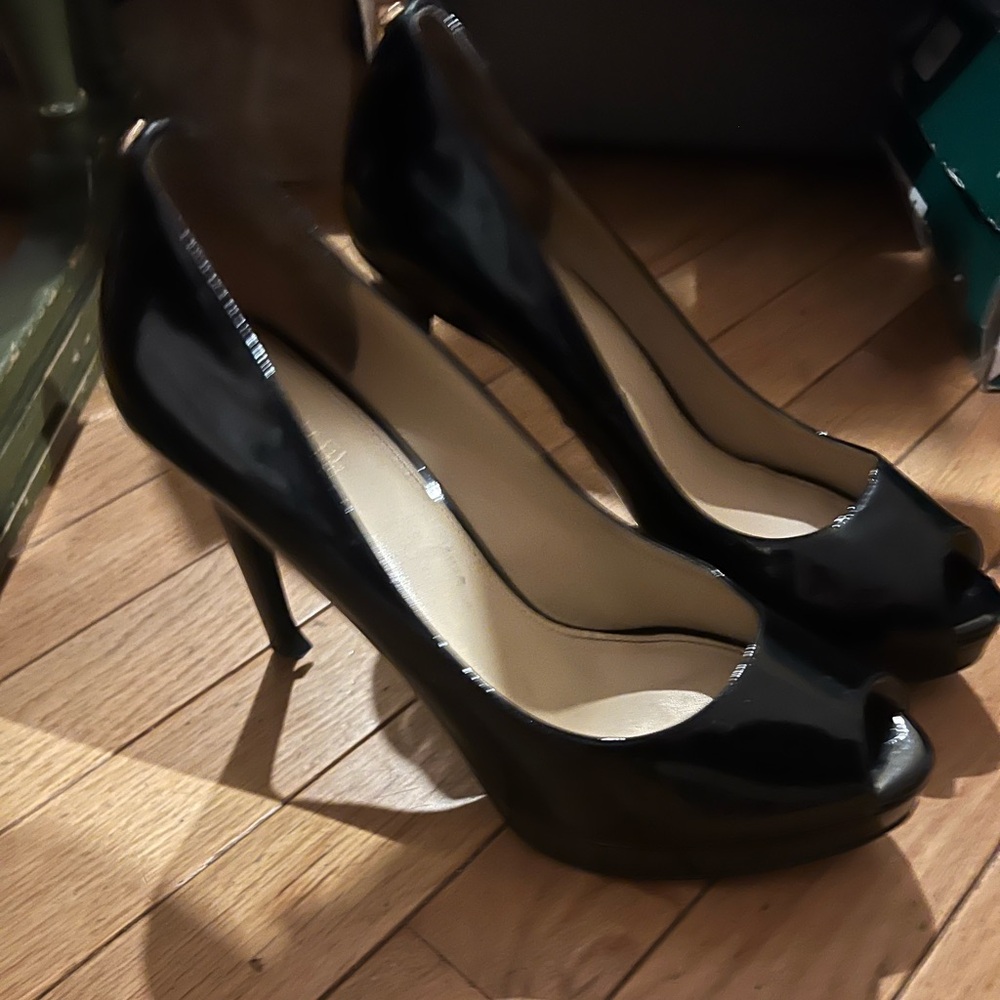 Elegant Black Peep-Toe Heels